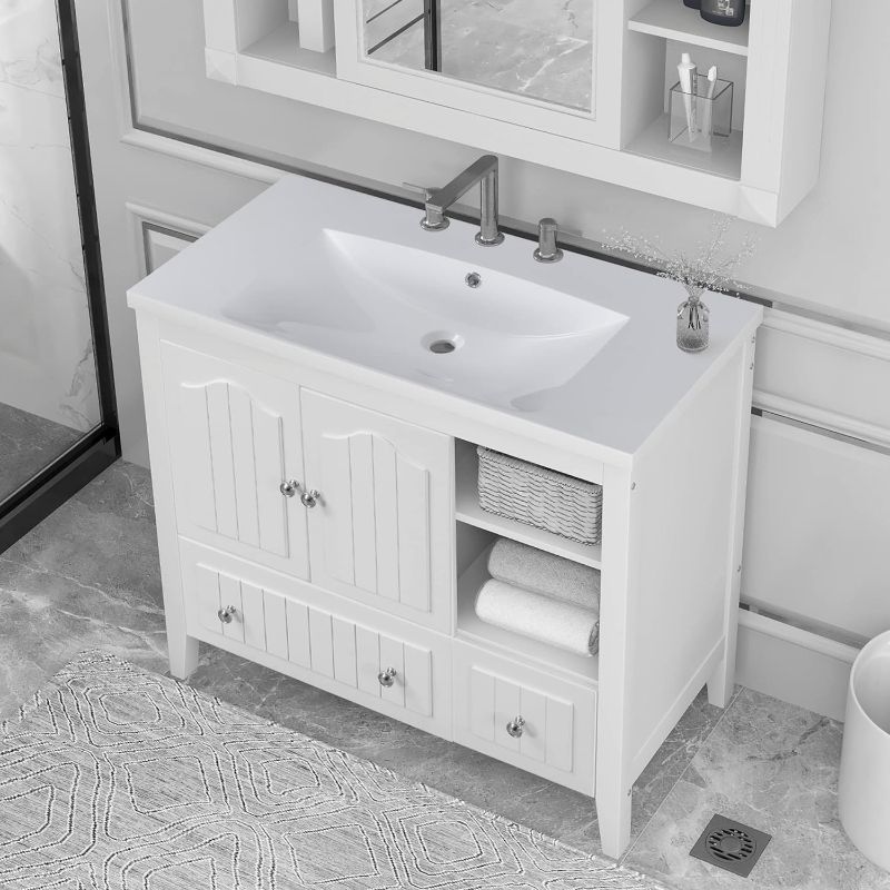 Photo 1 of **HAIRLINE CRACK TO SINK TOP AND A CRACK ON THE CABINET***
LUMISOL 36" Bathroom Vanity with Sink, Free Standing Single Vanity Set with 2 Doors and 2 Drawers