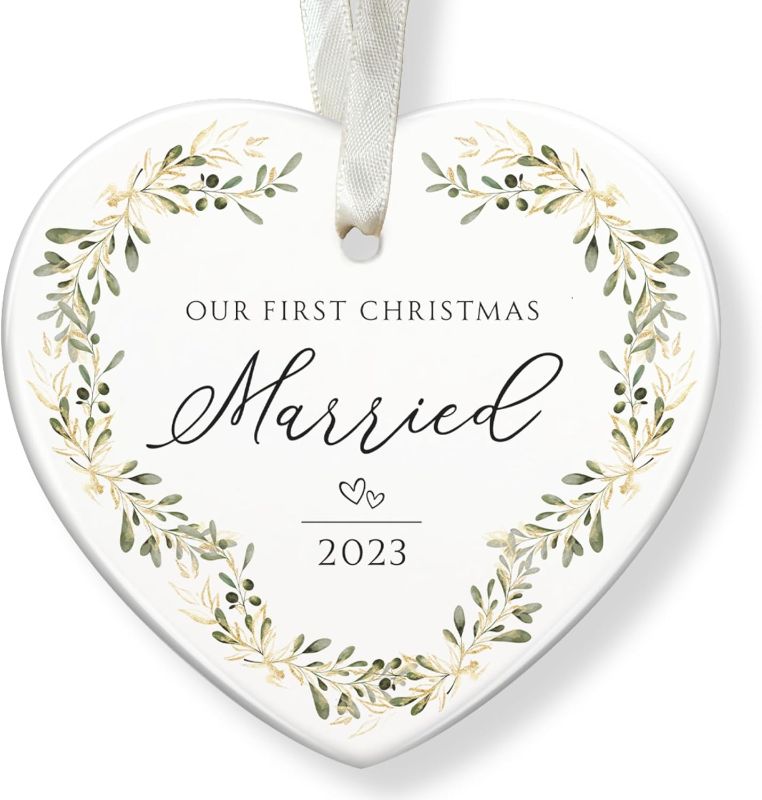 Photo 1 of 1st Christmas as Mr. and Mrs. 2023/2024 Photo Ornament Our First Xmas As Husband and Wife - Gift/Storage Bag Included Not Customized