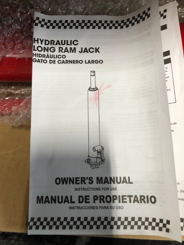 Photo 2 of BIG RED T30808-1 Torin Hydraulic Long Ram Jack with Double Piston Pump and Clevis Base (Fits: Garage/Shop Cranes, Engine Hoists, and More): 8 Ton (16,000 lb.) Capacity, Red