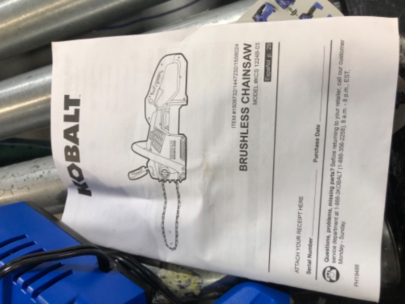 Photo 4 of ***MISSING PARTS - UNABLE TO TEST - SEE COMMENTS***
Kobalt KCS 1224A-03 24-Volt 12-in Brushless Cordless Electric Chainsaw 4 Ah (Battery & Charger Included)