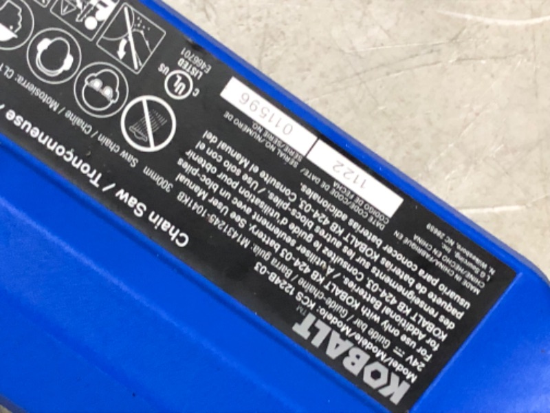 Photo 5 of ***MISSING PARTS - UNABLE TO TEST - SEE COMMENTS***
Kobalt KCS 1224A-03 24-Volt 12-in Brushless Cordless Electric Chainsaw 4 Ah (Battery & Charger Included)