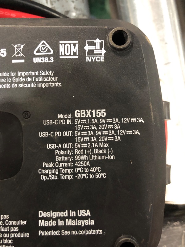 Photo 1 of ***PARTS ONLY***NOCO Boost X GBX155 4250A 12V UltraSafe Portable Lithium Jump Starter, Car 