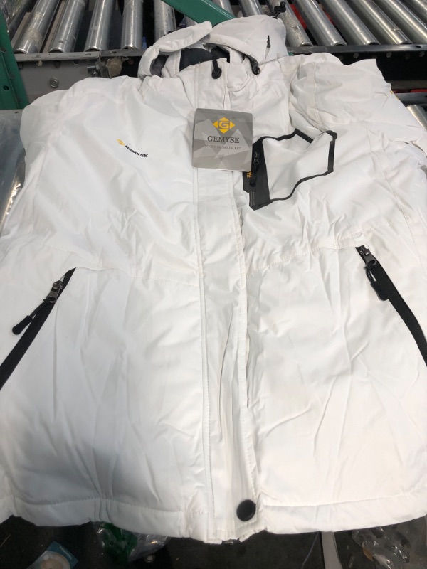 Photo 2 of GEMYSE Women's Mountain Waterproof Ski Snow Jacket Winter Windproof Rain Jacket White Large