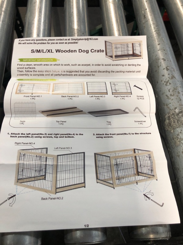 Photo 1 of ***READ NOTES***
Extra Large Dog Crate Furniture 32", Modern Wooden Dog Kennel with Double Doors Side End Table, Heavy-Duty Dog Cage with Removable Tray, 