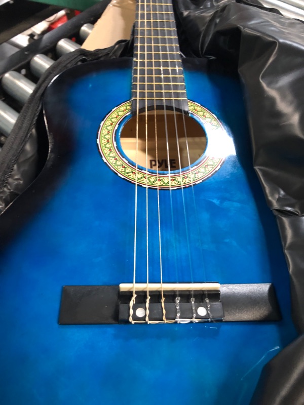 Photo 5 of 
***READ NOTES***
Beginner 36” Classical Acoustic Guitar - 3/4 Junior Size 6 String Linden Wood Guitar w/ Gig Bag, Tuner, Nylon Strings, Picks, Strap, For Beginners, Adults - Pyle PGACLS82BLU (Blue Burst) Blue Fade Blue Fade Guitar