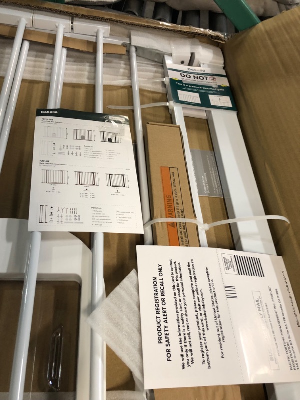 Photo 1 of Babelio 29-48" Extra Wide Baby Gate with Adjustable Cat Door, Easy Install Pressure/Hardware Mounted Dog Gates for The House, Auto Close Pet Gate for Stairs, Easy Walk Thru, White White - Privilege 2 29-48" Wide, 30" Tall