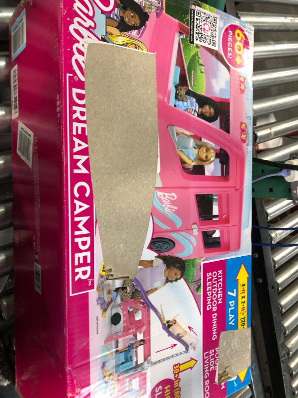 Photo 4 of Barbie Camper Playset, Dreamcamper Toy Vehicle with 60 Accessories Including Furniture, Pool and 30-Inch Slide