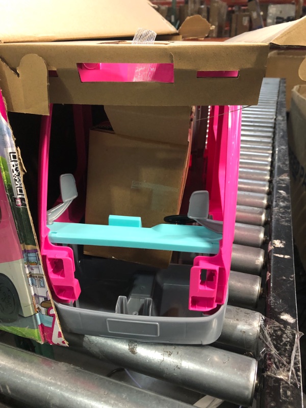 Photo 2 of Barbie Camper Playset, Dreamcamper Toy Vehicle with 60 Accessories Including Furniture, Pool and 30-Inch Slide