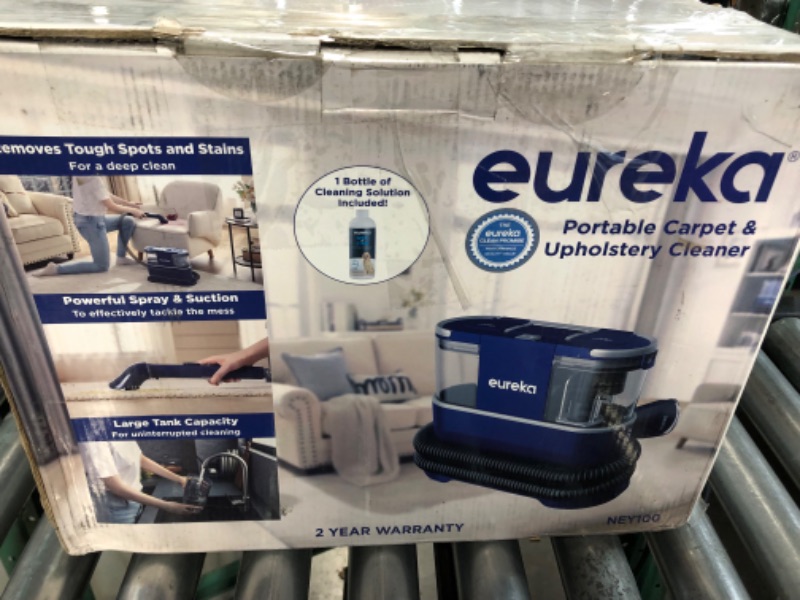 Photo 2 of ***READ NOTES***
EUREKA Portable Carpet and Upholstery Cleaner, Carpet, Area Rugs, Upholstery, Coaches and Car, 50.7oz Large Water Tank, NEY100 with Cleaning Formula, Blue