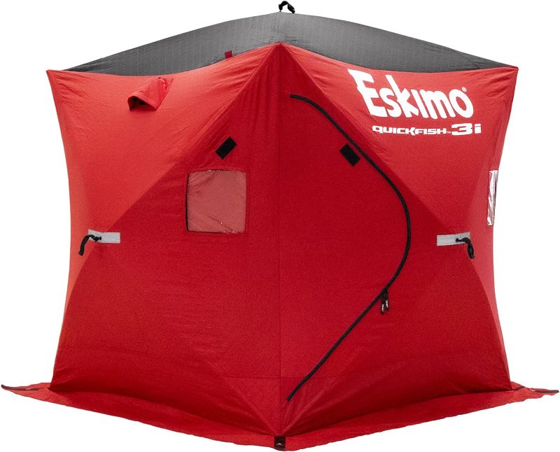 Photo 1 of **SEE NOTES**
Eskimo 69445 Quickfish 3i Insulated Pop-Up Portable Hub-Style Ice Fishing Shelter, 34 Square Feet of Fishable Area, 3 Person Shelter, Red