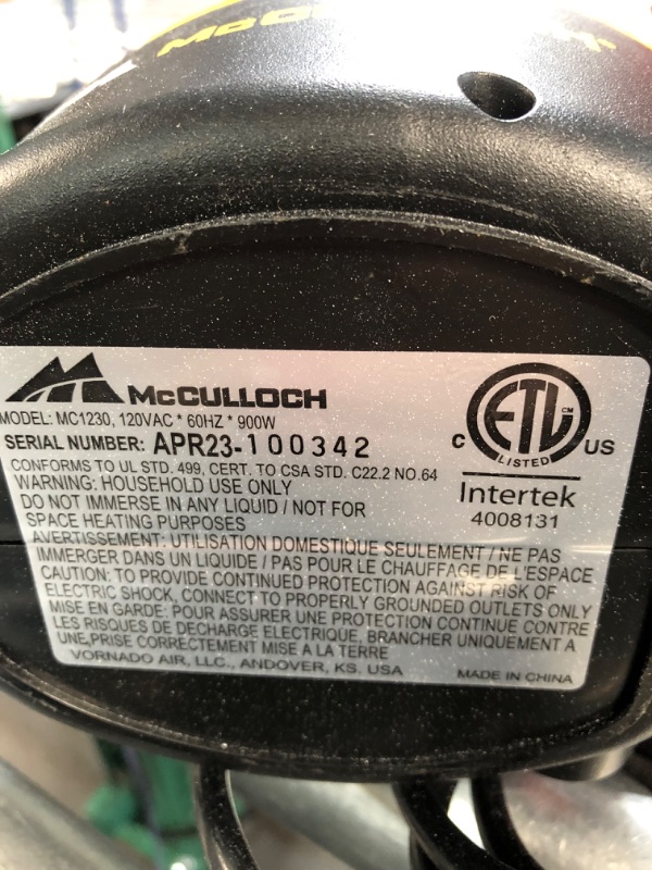 Photo 2 of ***READ NOTES***FOR PART***NON REFUNDABLE
McCulloch MC1230 Handheld Steam Cleaner with Extension Hose, 11-Piece Accessory Set, Chemical-Free Cleaning, Black