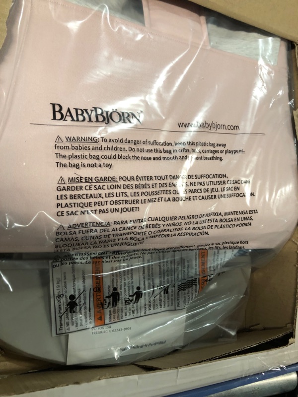 Photo 2 of BABYBJORN Bouncer Balance Soft - Light Pink/Gray, Jersey Cotton Cotton/Jersey Light Pink/Gray