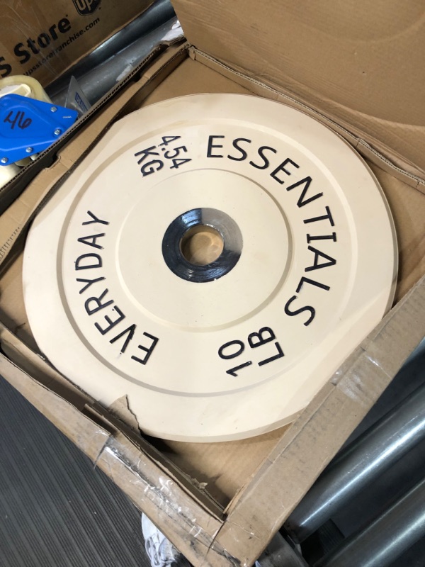 Photo 1 of BalanceFrom Everyday Essentials Color Coded Olympic Bumper Plate Weight Plate with Steel Hub, 160 lbs Set Set: 160 Pounds