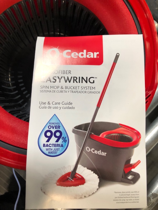 Photo 2 of **MISSING PIECES**
O-Cedar EasyWring Microfiber Spin Mop, Bucket Floor Cleaning System, Red, Gray