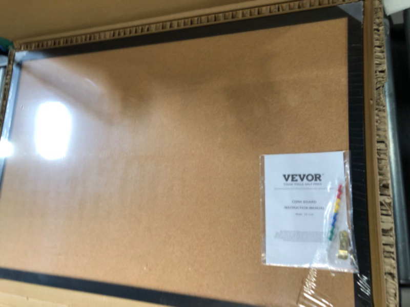 Photo 2 of VEVOR Cork Board for Office, 36'' x 24'' Bulletin Board for Wall, Vision Board Push Pin Board with Framed for Office Home and School