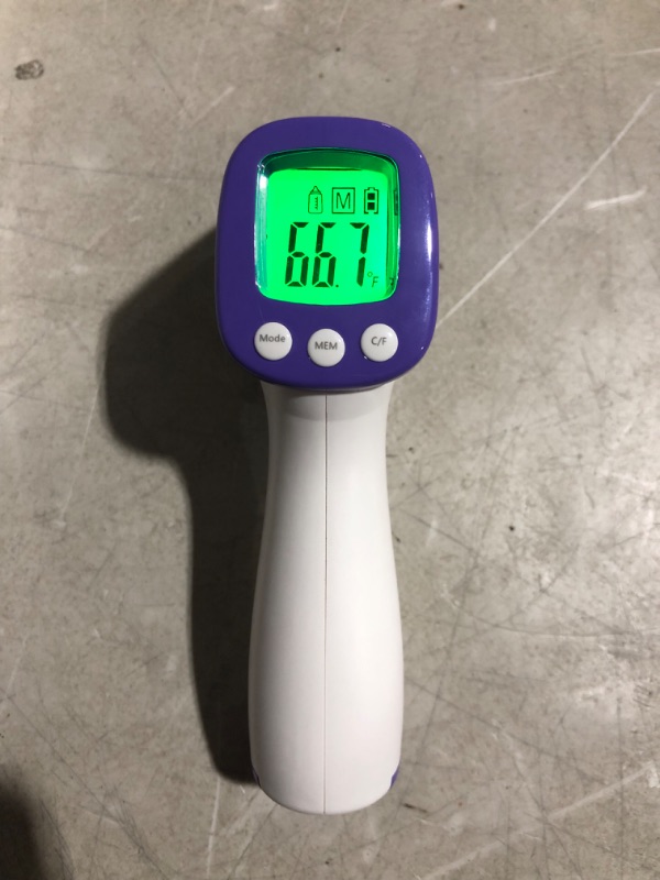 Photo 2 of Forehead Thermometer, Baby and Adults Thermometer with Fever Alarm, LCD Display and Memory Function, Ideal for Whole Family White