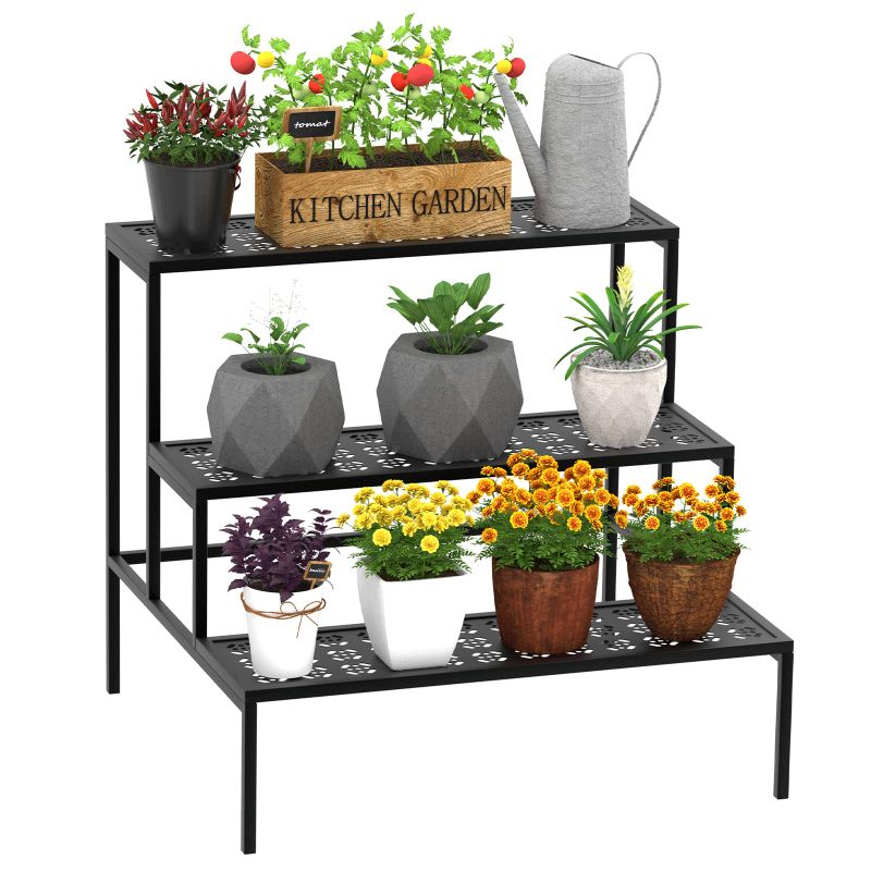 Photo 1 of **PARTS ONLY** Plant Stand For Indoor Plants, Corner Rectangle 3-Tier Metal Ladder Shelf