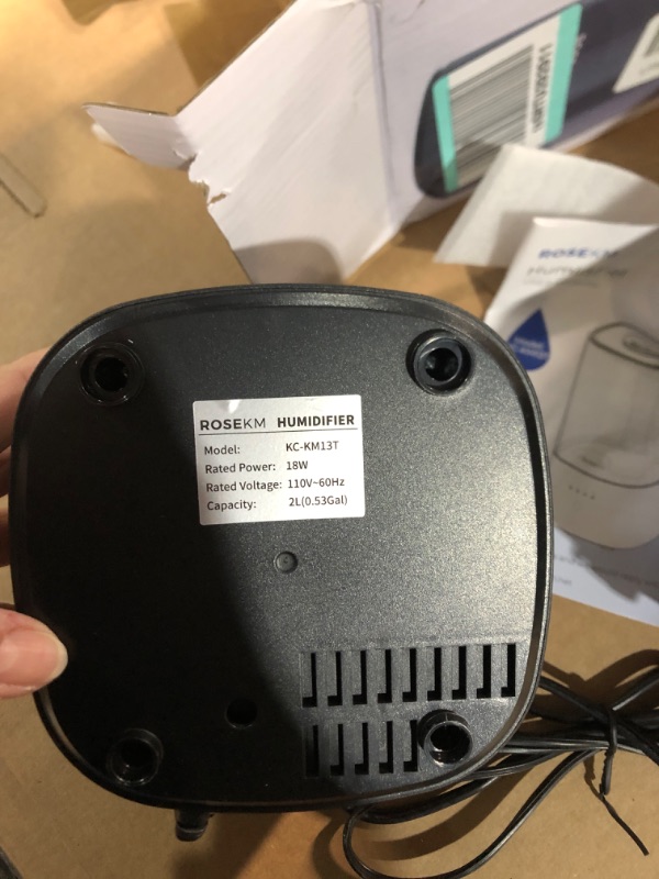 Photo 1 of ROSEKM Humidifiers for Bedroom, 2.0L Cool Mist Humidifier for Plant and Baby Nursery, Small Quiet Air Humidifier, Ultrasonic, Filterless, Auto Shut-Off, Black 2.0L Classic Humidifier