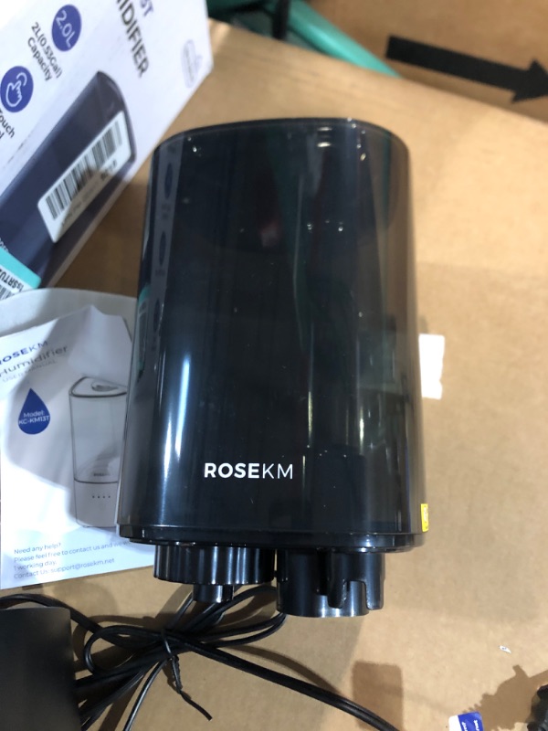 Photo 1 of ROSEKM Humidifiers for Bedroom, 2.0L Cool Mist Humidifier for Plant and Baby Nursery, Small Quiet Air Humidifier, Ultrasonic, Filterless, Auto Shut-Off, Black 2.0L Classic Humidifier