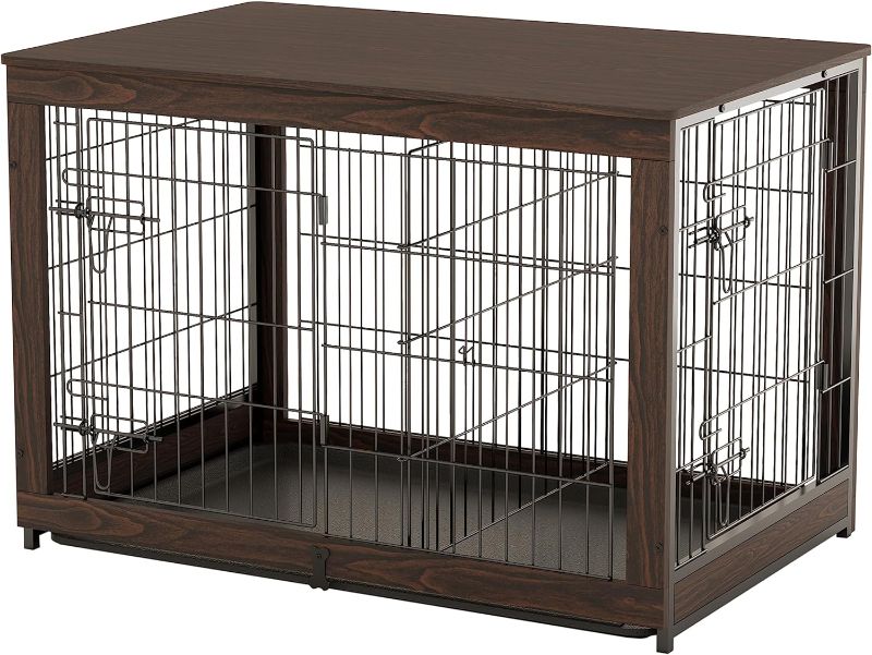 Photo 1 of  Wooden Dog Crate Furniture with Divider Panel, Dog Crate LARGE 