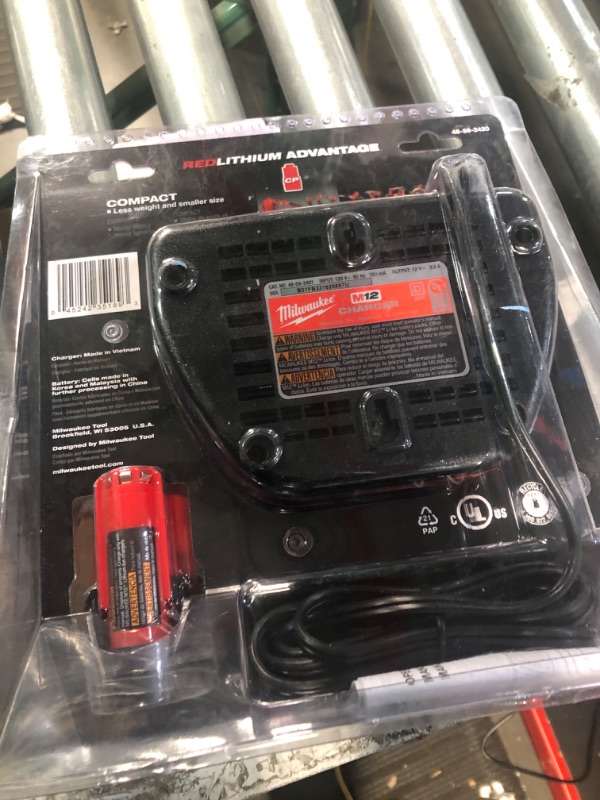 Photo 3 of Milwaukee M12 12-Volt Lithium-Ion Compact Battery Pack 2.0Ah and Charger Starter Kit