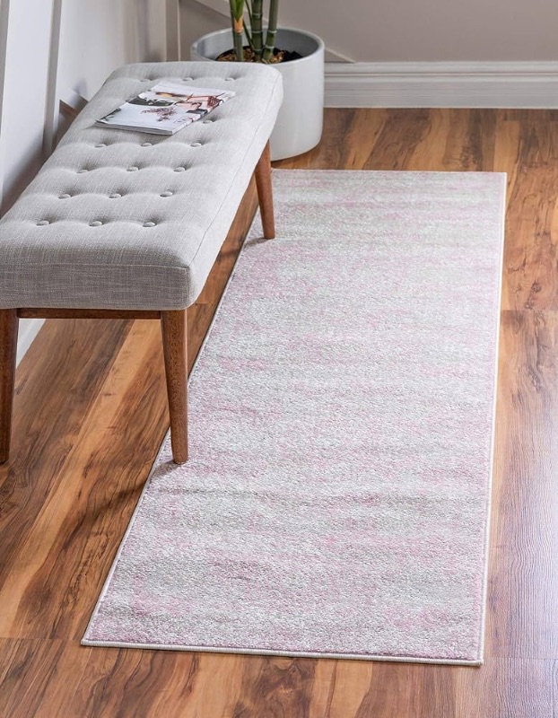 Photo 1 of  Runner Pink Low-Pile Rug Perfect for Hallways 2'6"X6'