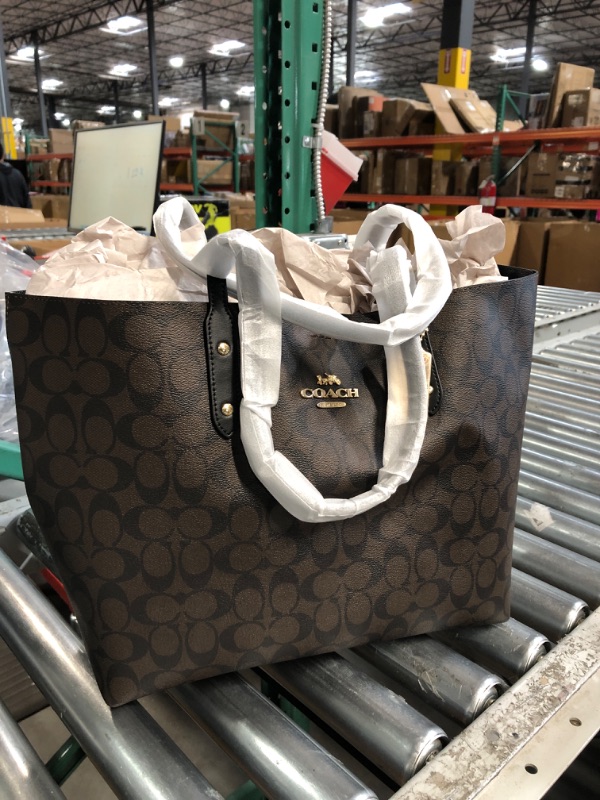 Photo 2 of Coach Signature Town Tote One Size Brown Black