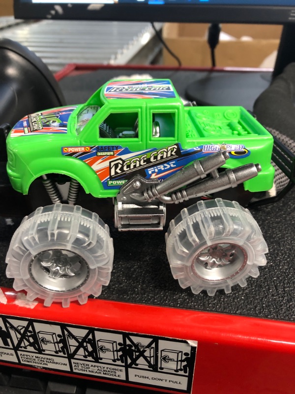 Photo 5 of ArtCreativity Pink and Green Light Up Monster Truck Set for Boys and Girls