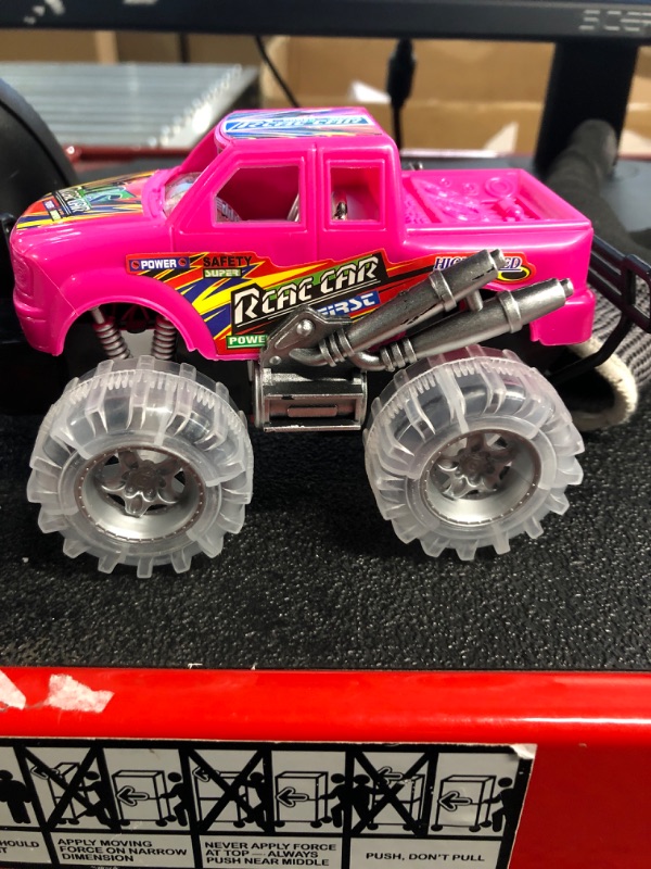 Photo 4 of ArtCreativity Pink and Green Light Up Monster Truck Set for Boys and Girls