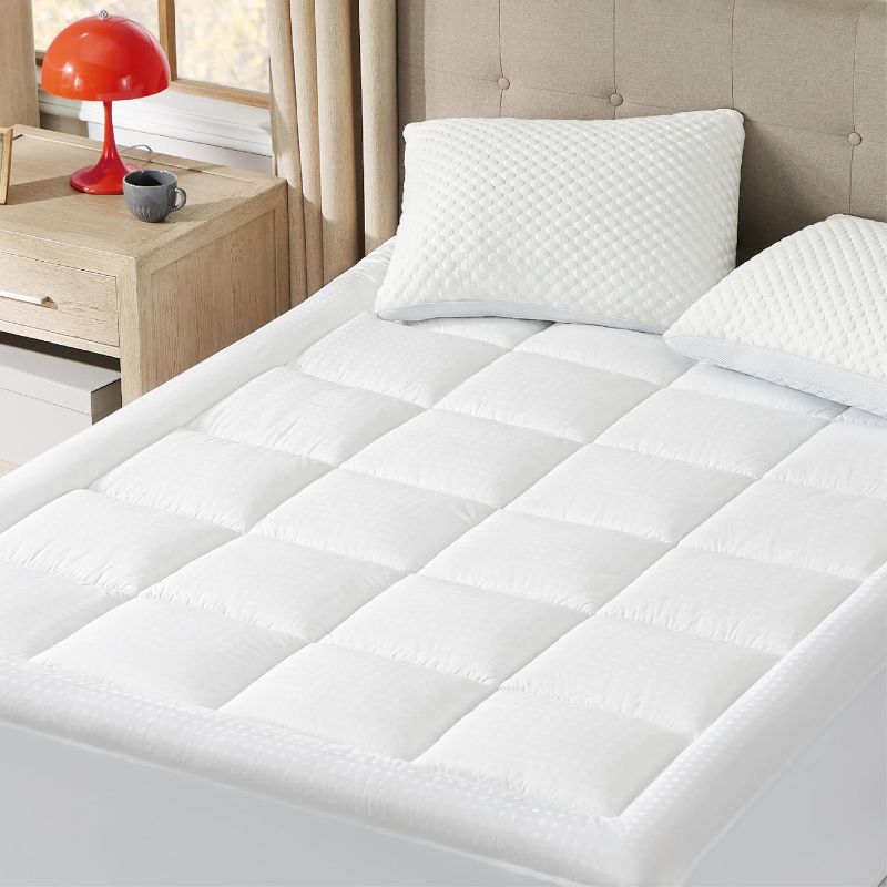 Photo 1 of  Mattress Pad Queen Size - Soft Cotton Mattress Cover, Quilted Fitted Mattress Topper