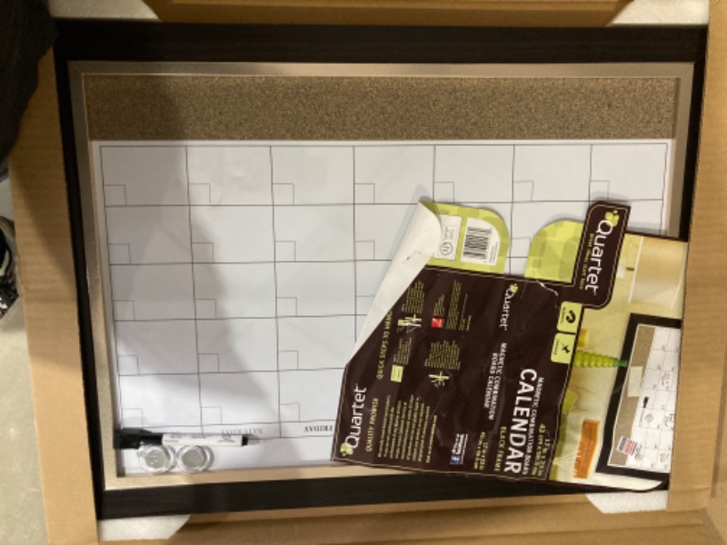 Photo 2 of (READ FULL POST) Quartet Combination Magnetic Whiteboard Calendar & Corkboard, 17" x 23" Combo Dry Erase White Board & Cork Bulletin Board, Perfect for Office, Home School Message Board, Wood Frame (22476) 1 Board