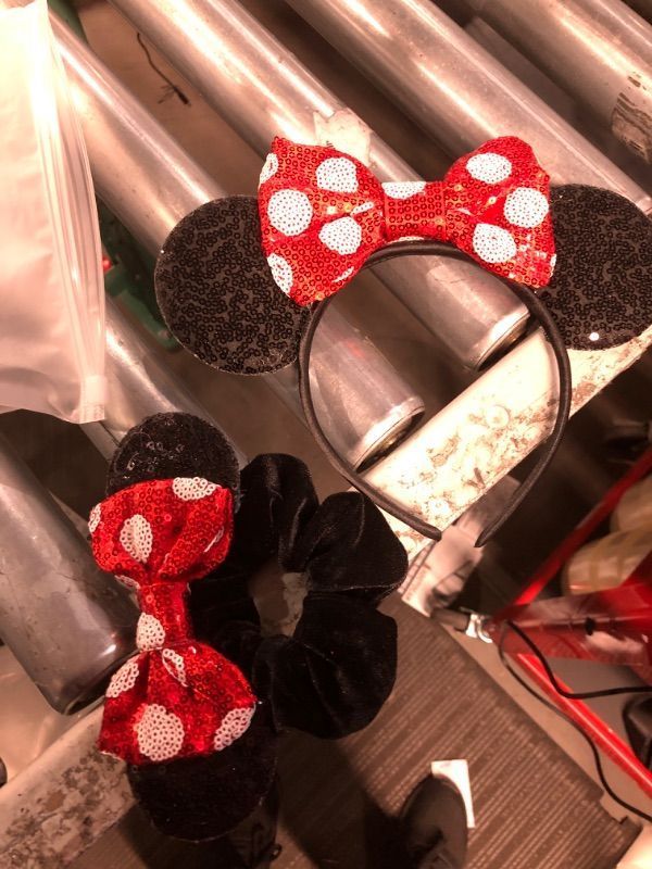 Photo 2 of **NON-REFUNDABLE HAIR ACCESSORIES BUNDLE PACK OF TWO**
 Black Mouse Ears Headband and Sparkle Sequins