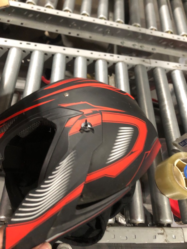 Photo 1 of Yesmotor ATV Off-Road Dirt Bike Motorcycle Helmet for Kids, Youth, Adults - Helmet with Visor and Breathable Vents for Dirt Biking and Motocross Red Medium