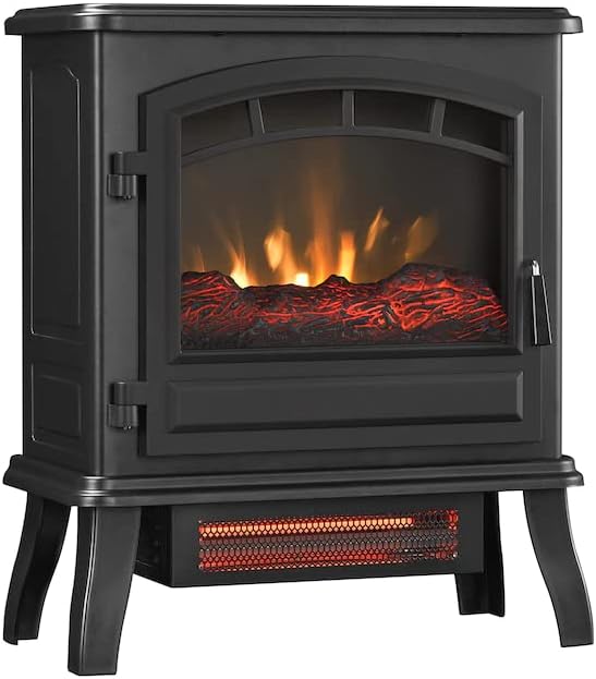 Photo 1 of 19.5-in W 5200-BTU Black Metal Infrared Quartz Electric Stove with Thermostat
