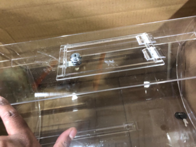 Photo 1 of Acrylic Raffle Drum, Clear Raffle Ticket Drum Spinner Cage, Transparent Raffle Ticket Box for Lottery Games, Bingo, Raffle Balls 11 x 6.5 x 11 INCH