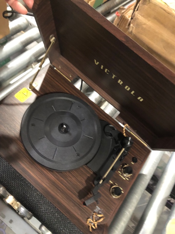 Photo 2 of ***USED - POWERS ON - UNABLE TO TEST FURTHER***
Victrola's 4-in-1 Highland Bluetooth Record Player with 3-Speed Turntable with FM Radio (VTA-330B-FOT)