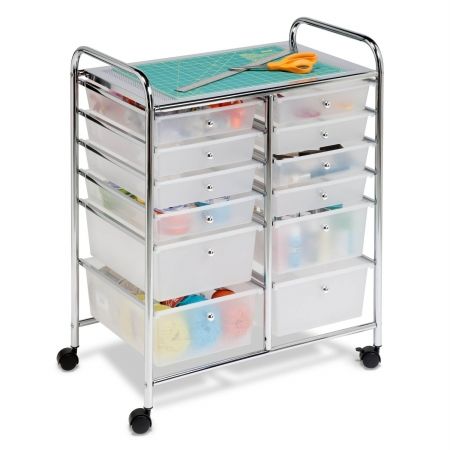 Photo 1 of **MISSING PARTS/HARDWARE**
Honey-Can-Do Rolling Storage Cart and Organizer with 12 Plastic Drawers 