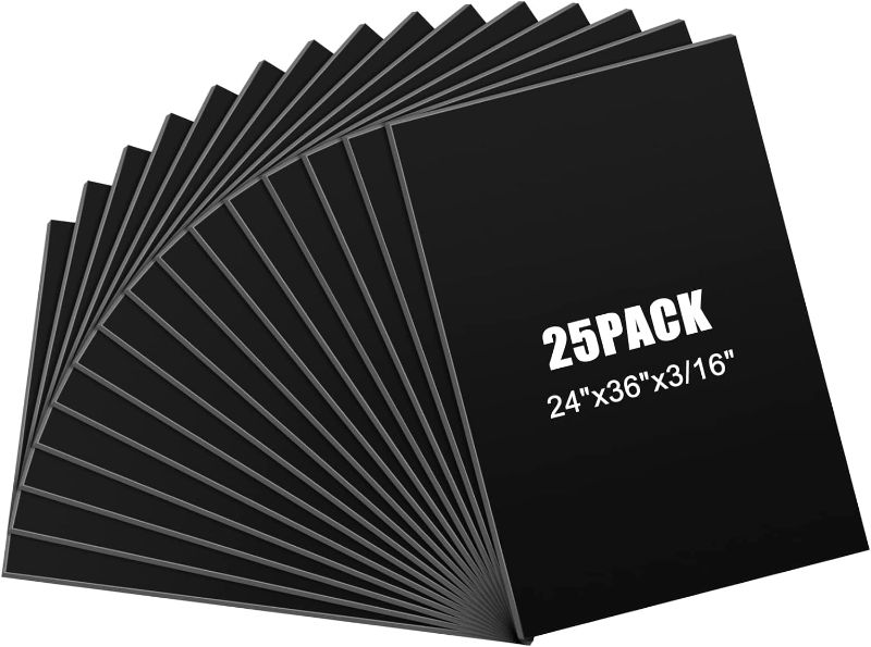 Photo 1 of 25 Pack Foam Core Board 24 x 36 Inch Foam Core Backing Board Sheet 3/16 Inch Thickness Polystyrene Poster Board for Presentations Signboards Arts and Crafts Framing Display Projects (Black)