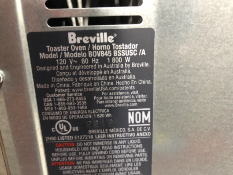 Photo 7 of ***USED - POWERS ON - UNABLE TO TEST FURTHER***
Breville Smart Oven Pro Toaster Oven, Brushed Stainless Steel, BOV845BSS