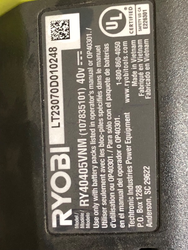 Photo 5 of ***USED - NO BATTERY OR BAG - UNABLE TO TEST- NO PACKAGING***
RYOBI 40-Volt VacAttack Lithium-Ion Cordless Leaf Vacuum Mulcher