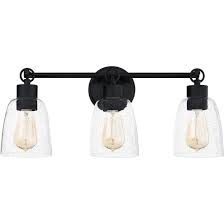 Photo 1 of 
QUOIZEL LIGHTING 3 LIGHT VANITY MATTE BLACK FINISH CLEAR SEEDY GLASS