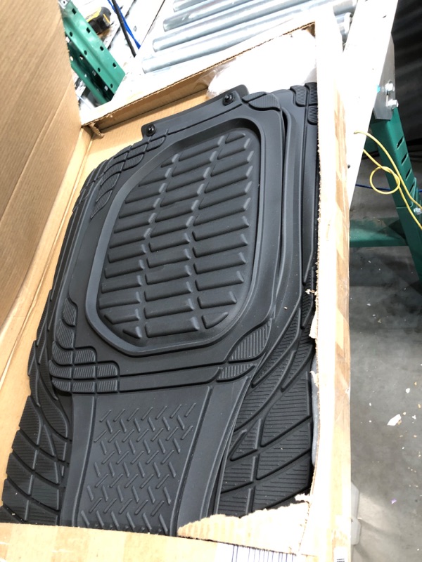 Photo 2 of Motor Trend - MT-923-BK 923-BK Black FlexTough Contour Liners-Deep Dish Heavy Duty Rubber Floor Mats for Car SUV Truck & Van-All Weather Protection, Universal Trim to Fit Full Set Black