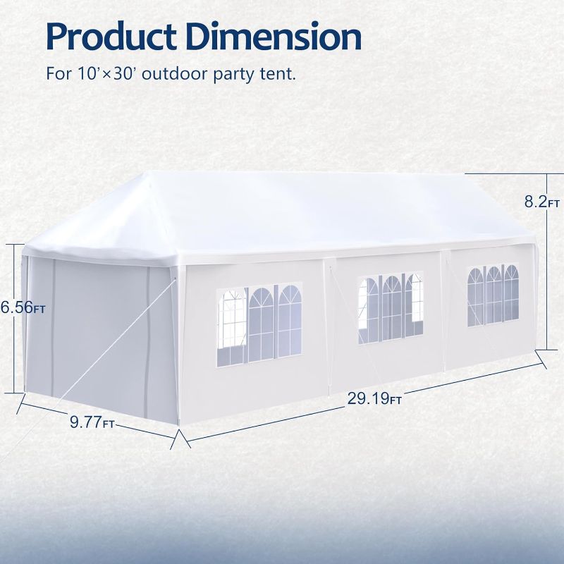 Photo 5 of (READ FULL POST) GLANZEND 10'x30' Outdoor Party Tent, Outdoor Canopy Tent Wedding Birthday Tents with 8 Removable Sidewalls, Gazebo w/Transparent Windows Outside Gazebo Event Tent for Garden Patio and Backyard