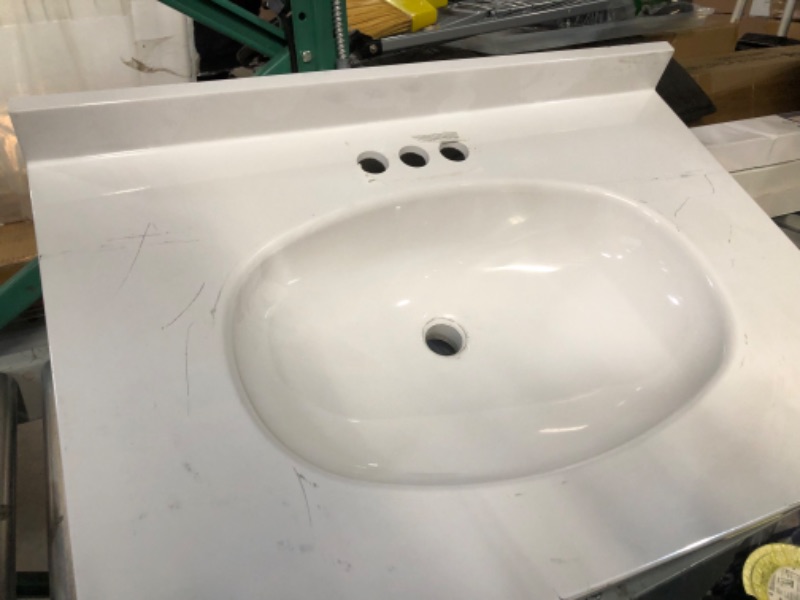 Photo 3 of ***SCUFFS AND SCRAPES - NO PACKAGING***
Cultured Marble Vanity Top 31x22, Solid White 