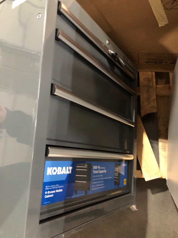 Photo 4 of **Dented**Kobalt 26.7-in W x 33-in H 4-Drawer Steel Rolling Tool Cabinet (Gray)