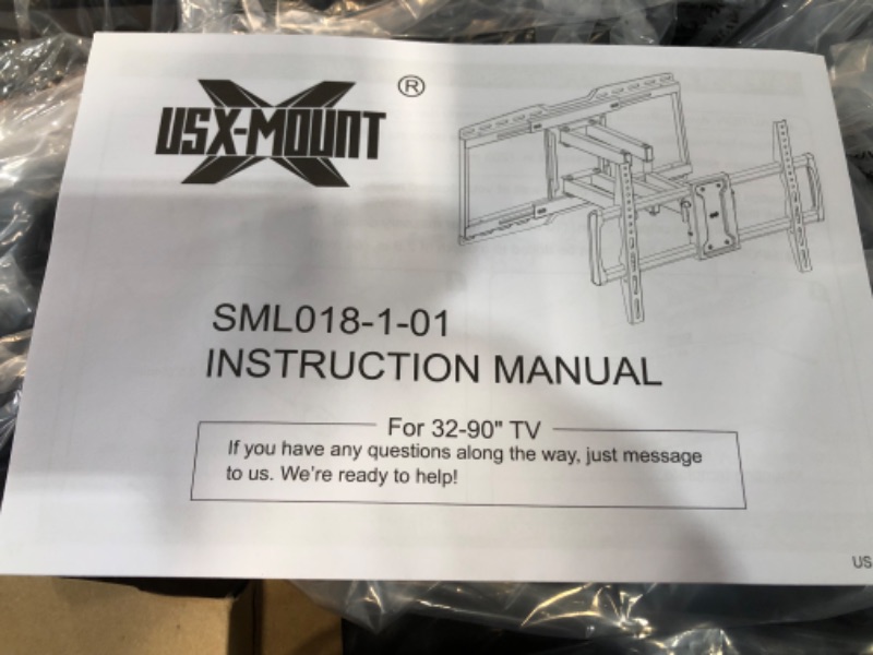 Photo 2 of USX MOUNT Full Motion Sliding TV Wall Mount for 32-90" TV, Articulating TV Mount Holds up to 150lbs, TV Centering Swivel Rotate Extend Tilt TV Bracket, Max VESA 600x400mm, 16" 18" 24" Studs for 32-90" TV Sliding TV Mount