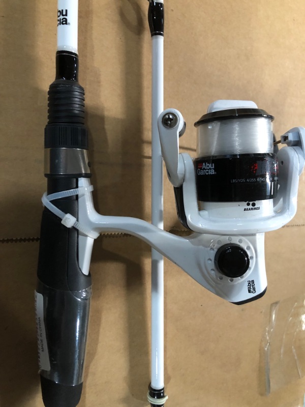 Photo 4 of ***damaged**Abu Garcia 6’ IKE Dude Youth Fishing Rod and Reel Spinning Combo, 2-Piece Rod, Size 30 Reel, Right/Left Handle Position Ike Dude Spinning (New Model)