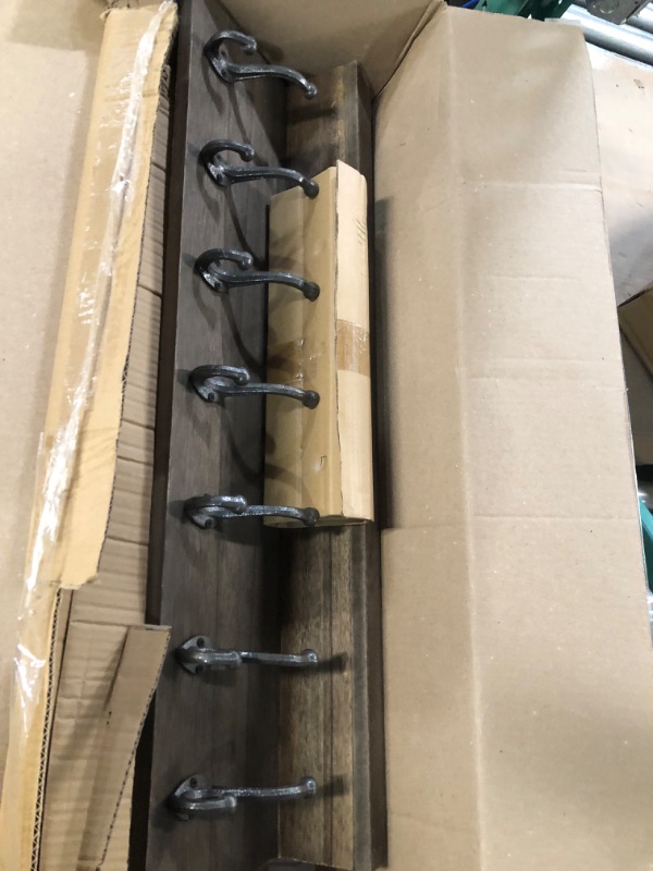 Photo 1 of * see images for damage *
Heavy Duty Rustic Wooden Coat Rack and Entryway Shelf: Includes 7 Hooks