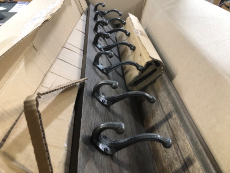 Photo 3 of * see images for damage *
Heavy Duty Rustic Wooden Coat Rack and Entryway Shelf: Includes 7 Hooks