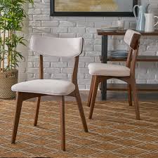 Photo 1 of ***two chairs only***Noble House Nissie 5-Piece Natural Walnut and Light Beige Dining Set